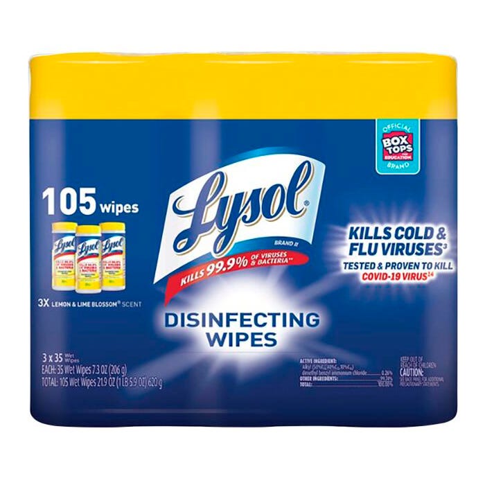 Lysol Disinfecting Wipes 3 Pack, Lemon and Lime Blossom Scent