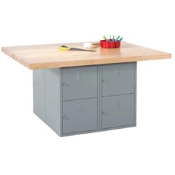Diversified Woodcrafts 4 Station 8 Locker Workbench with 4 Vises 4000673