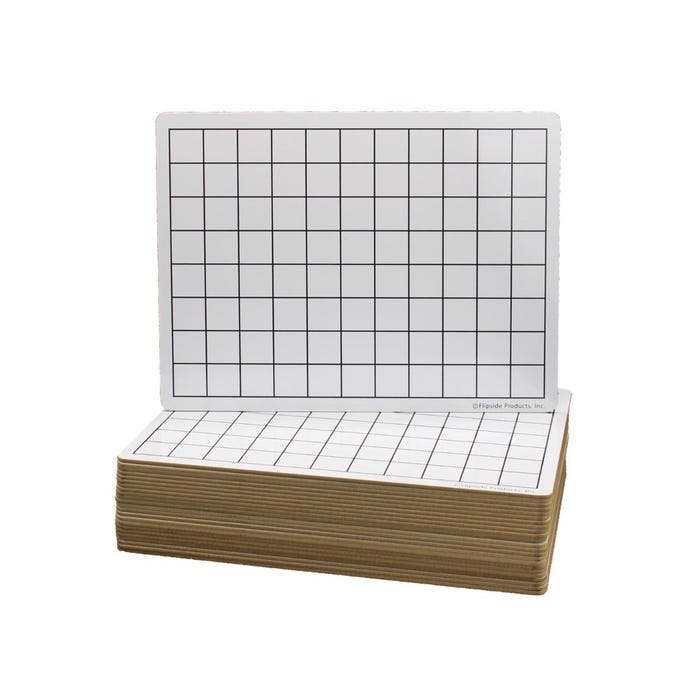 Flipside Dry Erase Double-Sided Boards with 1 Inch Square Grid, 9 x 12 Inches, Pack of 24