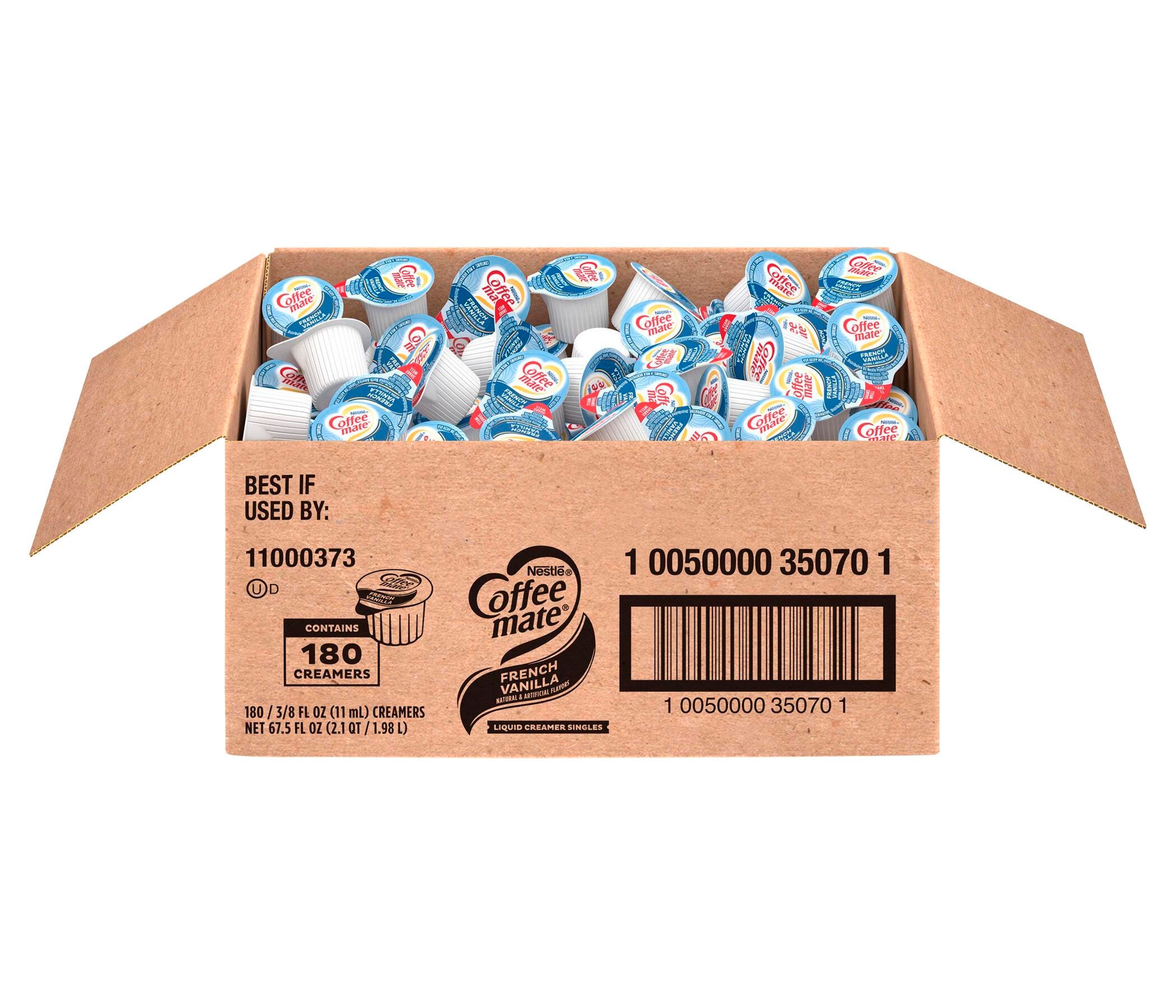 Coffee-mate French Vanilla Liquid Creamer Singles, .375 oz, French Vanilla, Pack of 180, Item Number 1564926