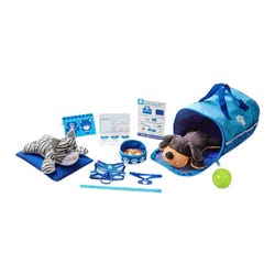 Melissa & Doug Tote & Tour Pet Travel Set, 2 Plush Pets, Blue, 15 Pieces