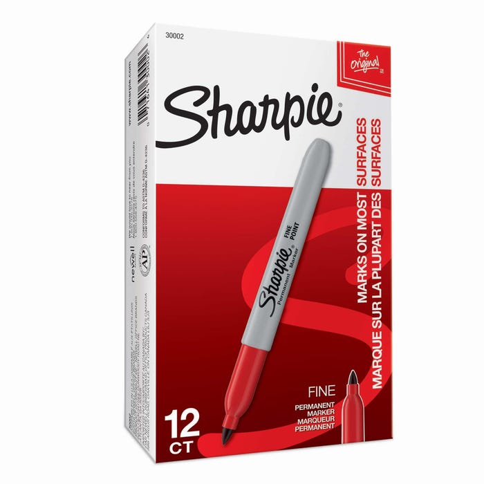 Sharpie Permanent Markers, Fine Point, Red, Pack of 12