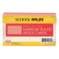 School Smart Ruled Index Cards Cherry