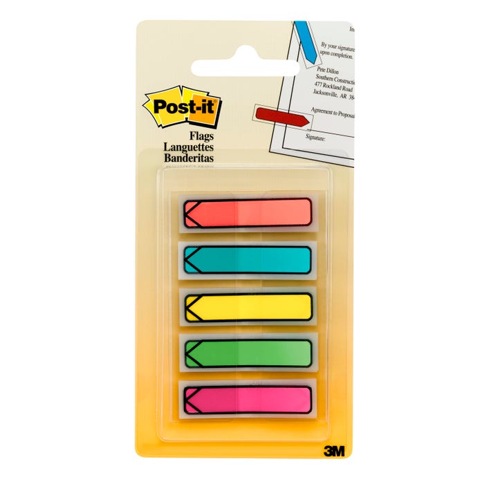 Post-it Arrow Flags, 1/2 x 1-7/10 Inches, Assorted Colors, Pack of 100