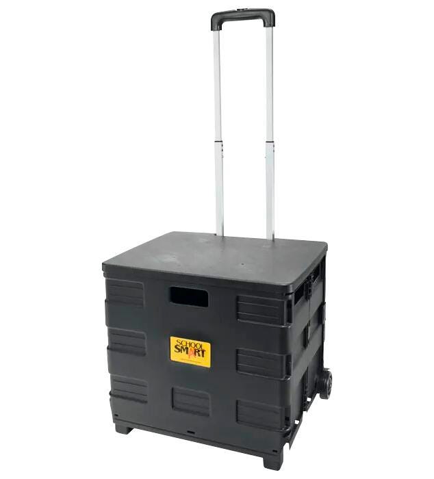 School Smart Folding Storage Cart on Wheels, Large, 16-1/4 x 13 x 13-1/2 Inches, Black 086296