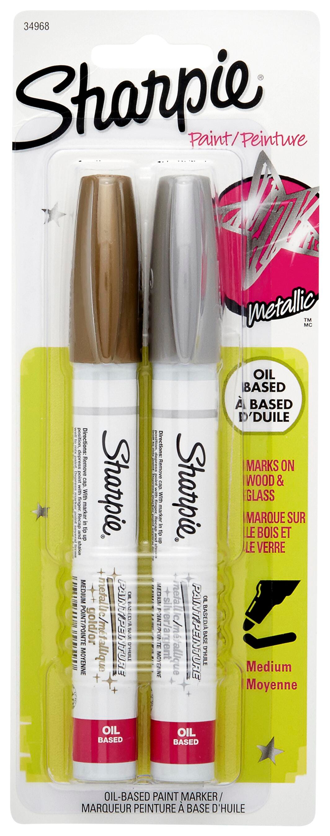 Sharpie Oil-Based Paint Markers, Medium Point, Metallic Gold and Silver, Set of 2 405867