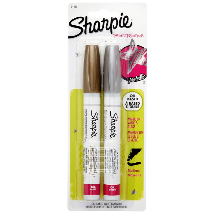 Sharpie Oil-Based Paint Markers, Medium Point, Metallic Gold and Silver, Set of 2