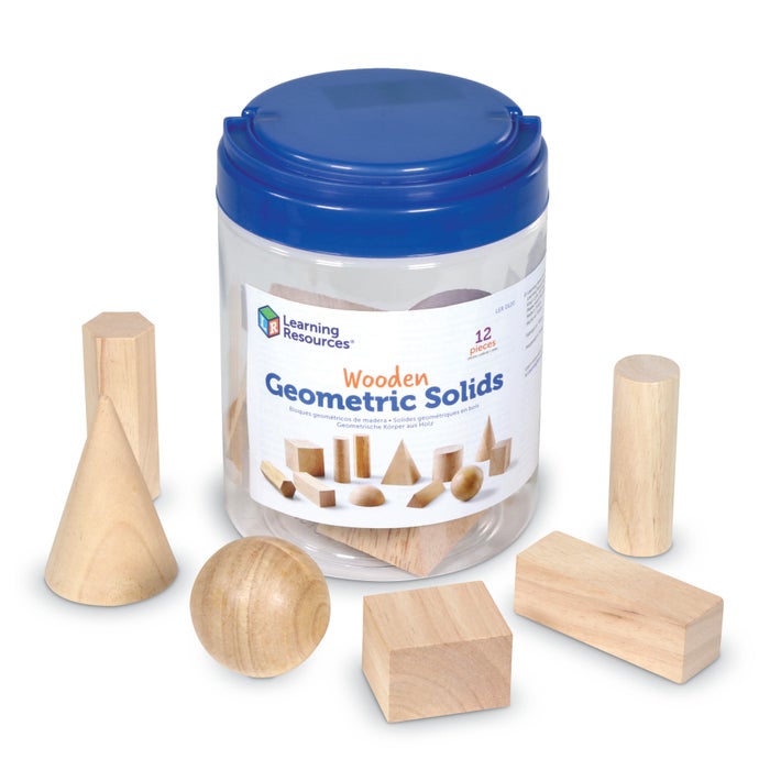 Learning Resources Wooden Geometric Solids, Set of 12