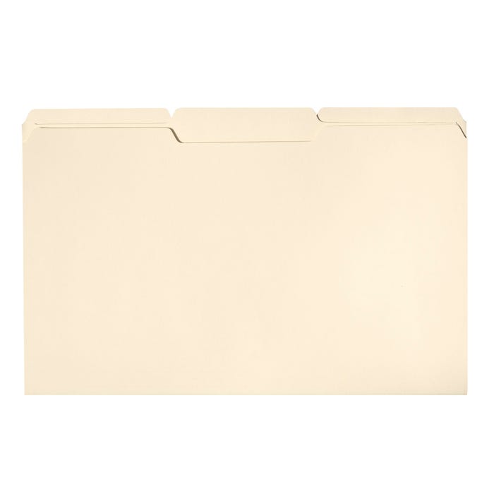 School Smart Manila File Folders, Legal Size, 1/3 Cut Tabs, Pack of 100