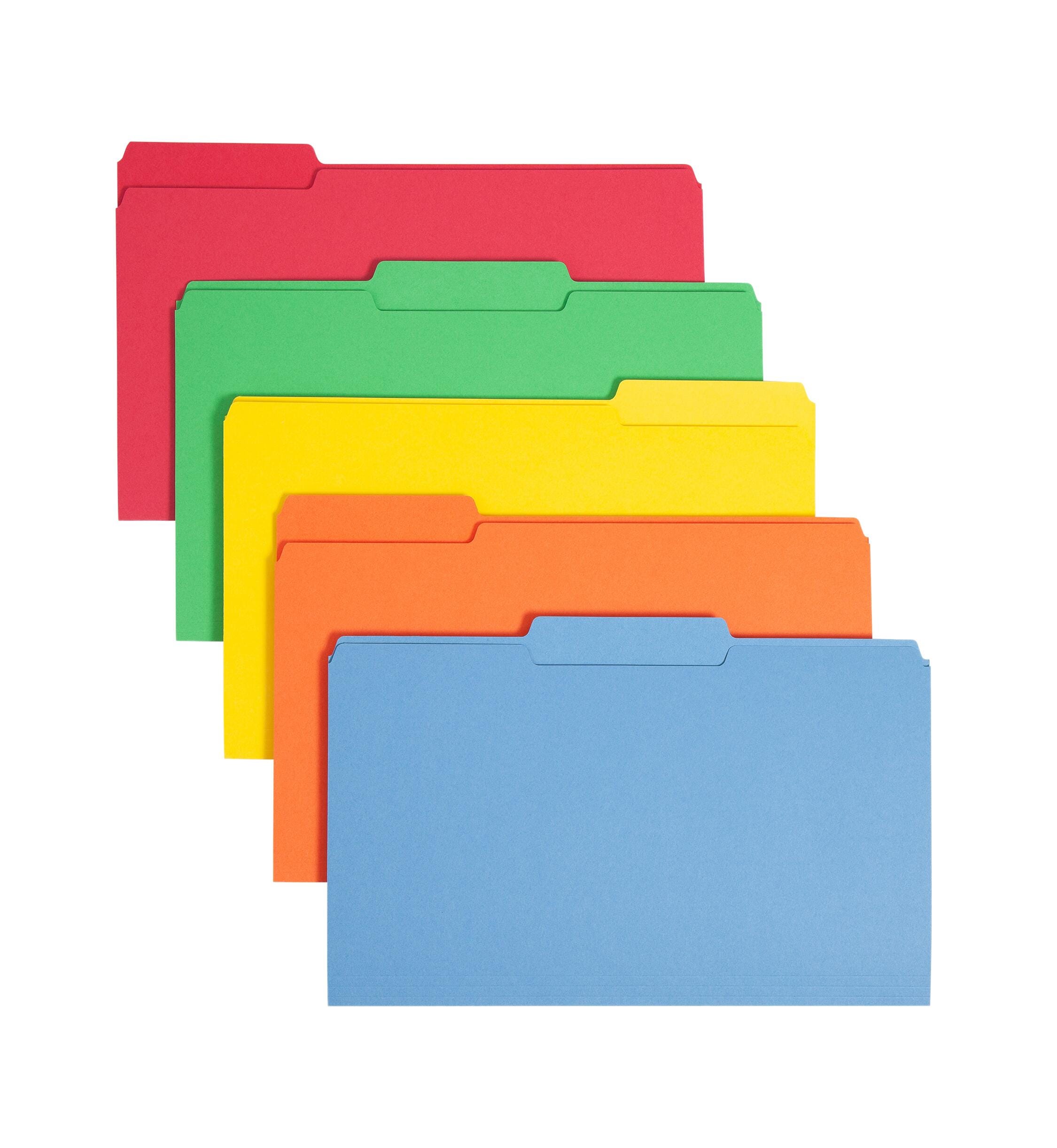 Smead File Folders, Legal Size, 1/3 Cut Tabs, 3/4 Inch Expansion, Assorted Colors, Pack of 100