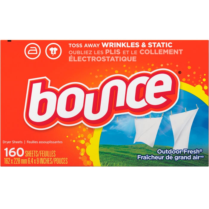 Bounce Fabric Softener Dryer Sheets, Outdoor Fresh Scent, 160 Sheets, Carton of 6