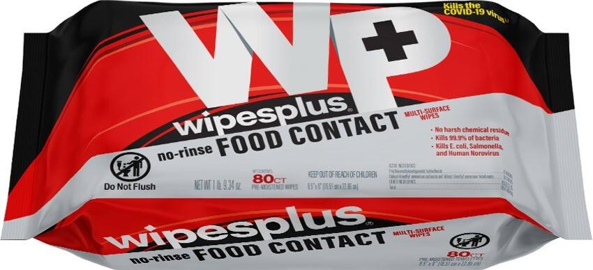 CFS Brands WipesPlus Food Contact Sanitizing Wipes, Resealable Refill Pack, 80 Count, Pack of 12 2213735