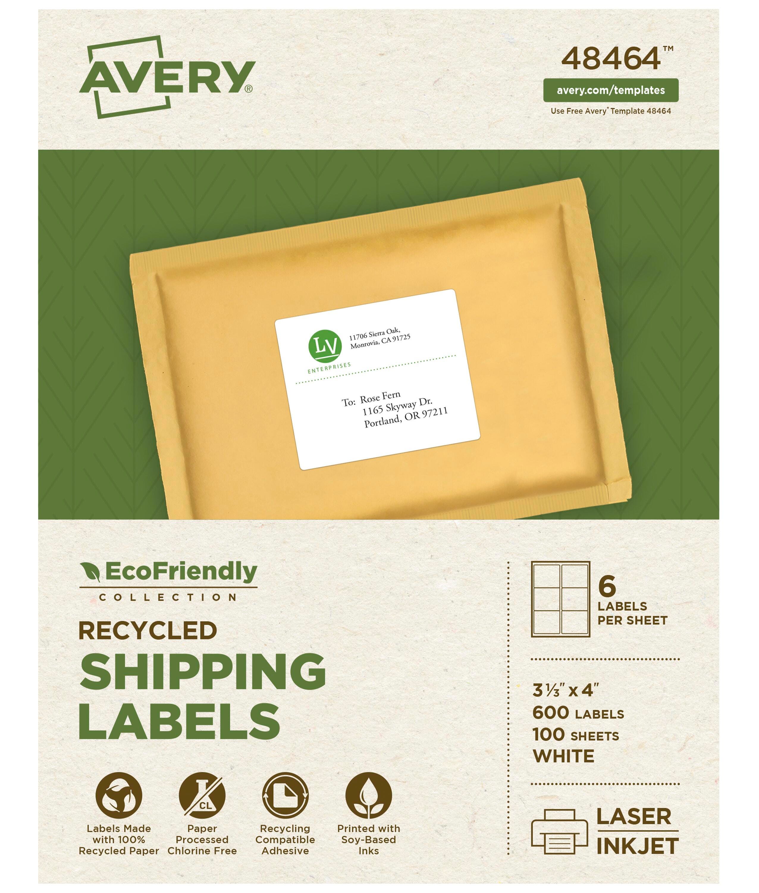 Avery EcoFriendly Shipping Labels, 3-1/3 x 4 Inches, Pack of 600 1370156