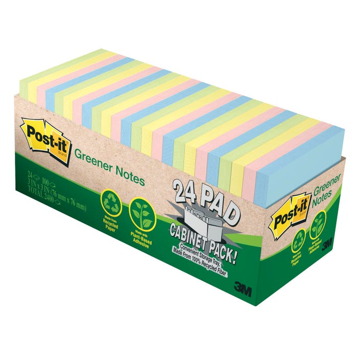 Post-it Recycled Notes, 3 x 3 Inches, Sweet Sprinkles, Pad of 75 Sheets, Pack of 24