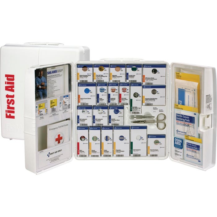 First Aid Only First Aid Cabinet, ANSI Class A, Large Plastic, White