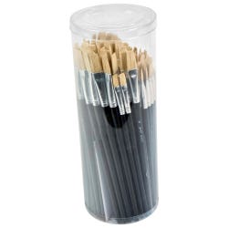 Image for Sax White Bristle Paint Brushes with Long Wooden Handles, Flat, Assorted Sizes, Set of 216 from School Specialty