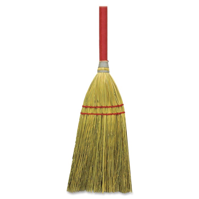 Genuine Joe Lobby Broom, Corn Fibers, 24 Inch Handle
