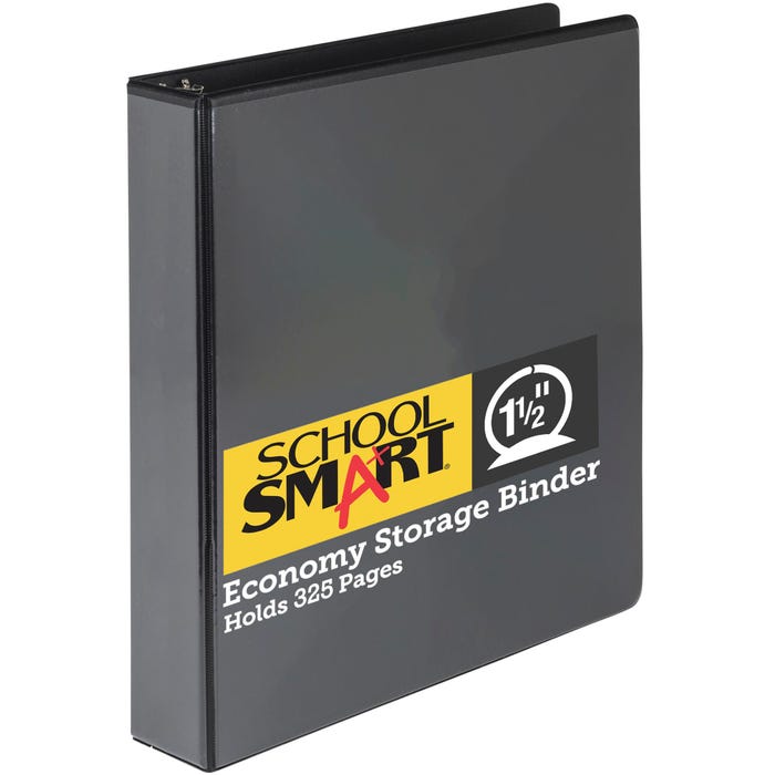 School Smart Round Ring Binder, Polypropylene, 1-1/2 Inches, Black