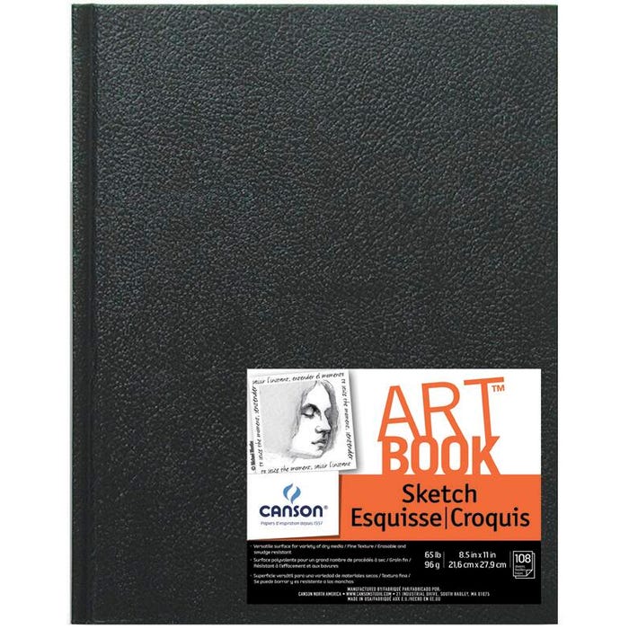 Canson Basic Hardcover Sketchbook, 8-1/2 x 11 Inches, 65 lb, 108 Sheets