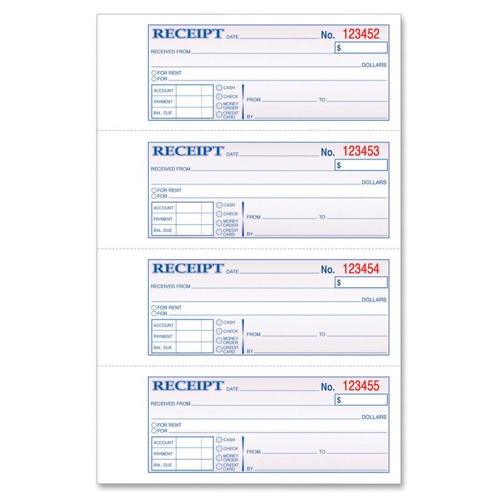 Tops 2 Parts Carbonless Duplicate Manifold Receipt Book, 2-3/4 X 7-1/8 in, Canary, Pack of 200