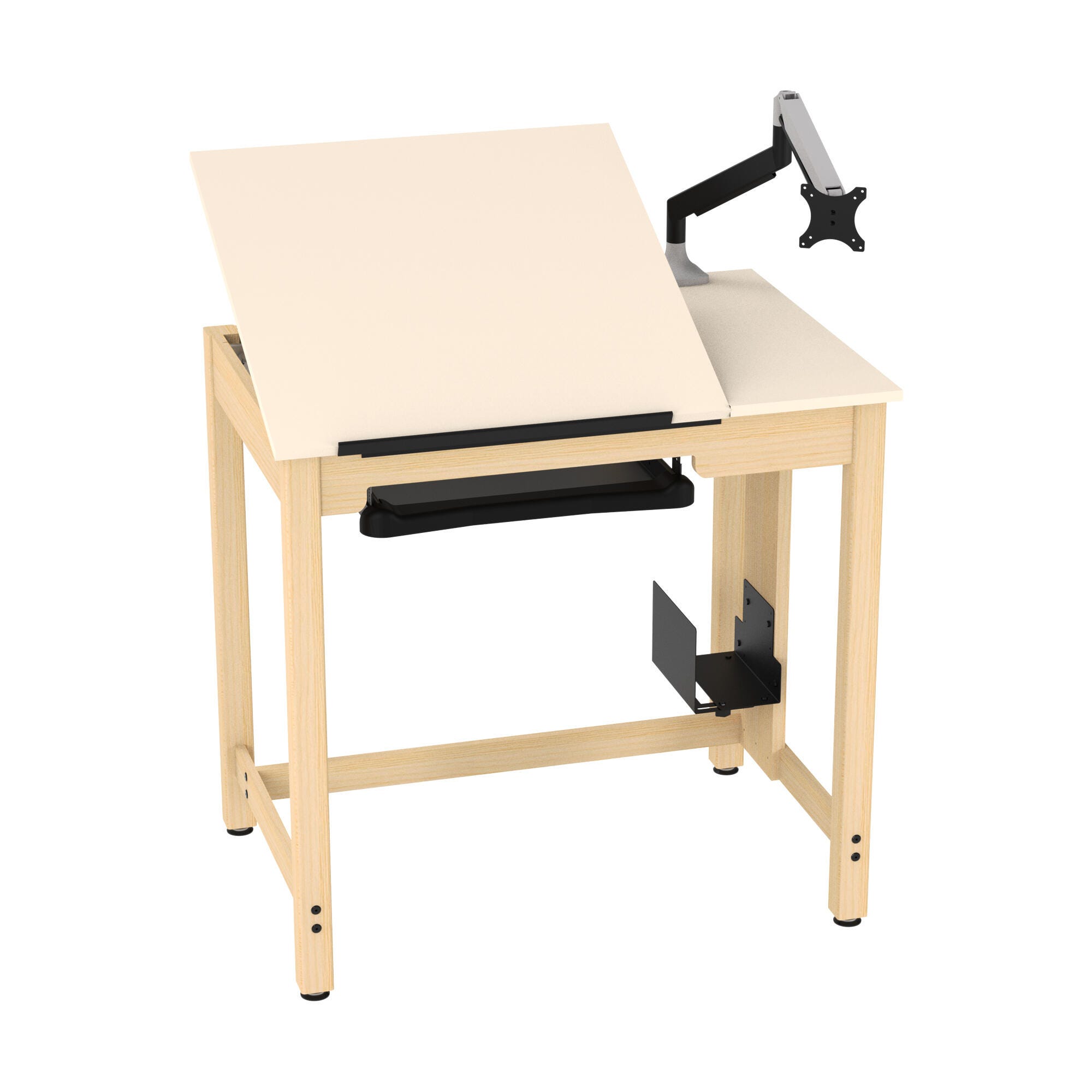 Image for Diversified Spaces Draftsman Drawing Table, 42 x 30 x 39-3/4 Inches, Almond Plastic Laminate Top, CPU Holder from School Specialty