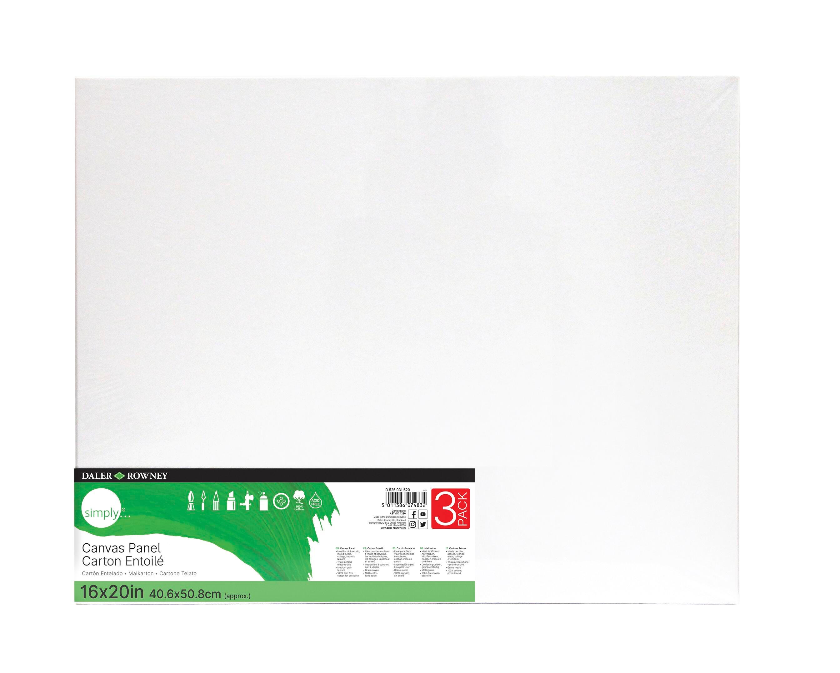Daler-Rowney Simply Canvas Panel, 16 x 20 Inches, Pack of 3, Item Number 2096259