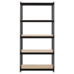 Lorell 2,300 Pound Capacity Riveted Steel Shelving, 5-Shelf, 36 x 18 x 72 Inches, Black