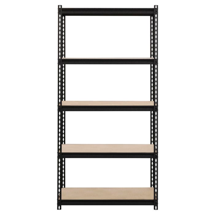 Lorell 2,300 Pound Capacity Riveted Steel Shelving, 5-Shelf, 36 x 18 x 72 Inches, Black