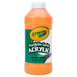 Crayola Portfolio Non-Toxic Acrylic Paint, 1 pt Squeeze Bottle, Brilliant Orange, Item Number 216634