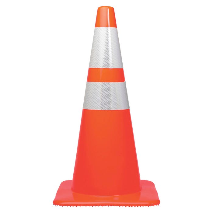 Tatco Traffic Cone, 28 in, Orange and Silver