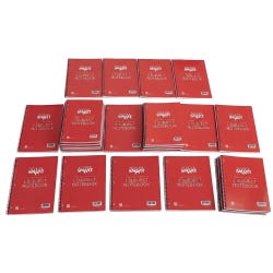 School Smart Wide Ruled Spiral Notebook, 10-1/2 x 8 Inches, 1 Subject, Red, Pack of 24