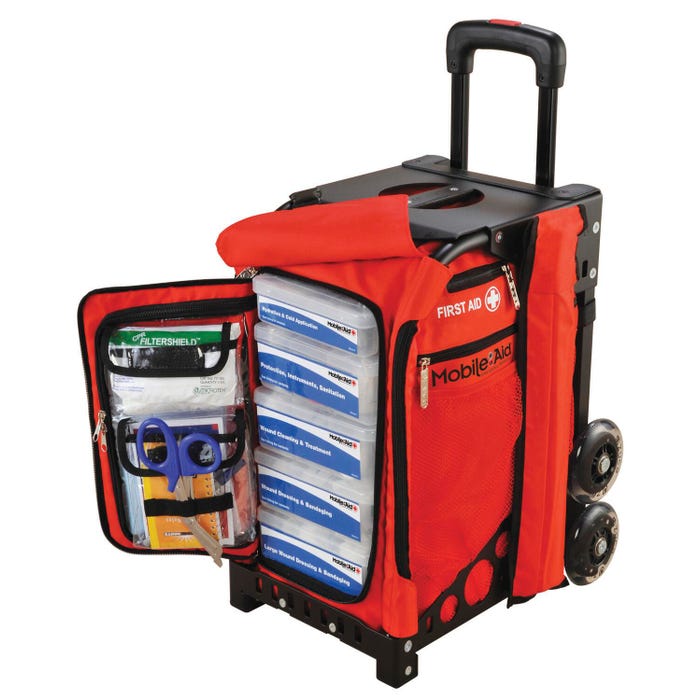 MobileAid SPORTS First Aid Station, Hi-Vis, Easy-Roll