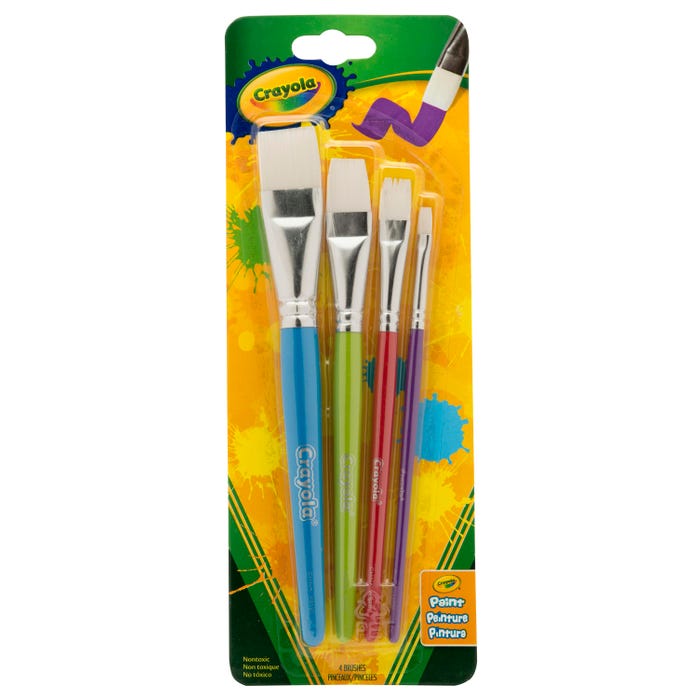Crayola Big Paintbrush Set, Flat, Assorted Sizes, 4 Pieces