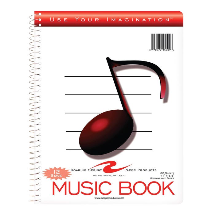 Roaring Spring Music Notebook 11 x 8-1/5 Inches, White, 32 Sheets