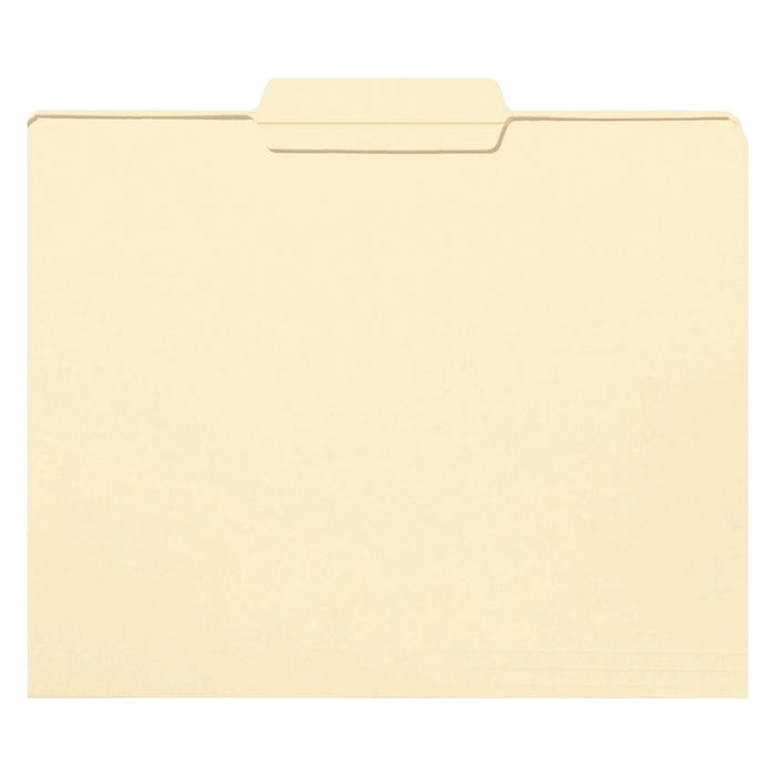 Smead Reinforced File Folder, Letter Size, 1/3 Center Cut, Manila, Pack of 100