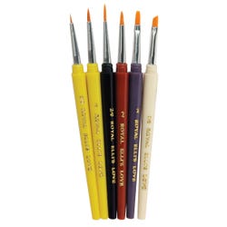 Royal & Langnickel Detail Golden Taklon Hair Paint Brush Set, Assorted Size, Assorted Color, Set of 6 Item Number 410604