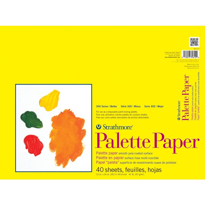 Strathmore 300 Series Palette Paper, Tape Bound Paper Pad, 12 x 16 Inches, 40 Sheets