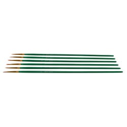 Sax Optimum Golden Synthetic Taklon Paint Brushes Long, Round, Size 0, Set of 6 2024078