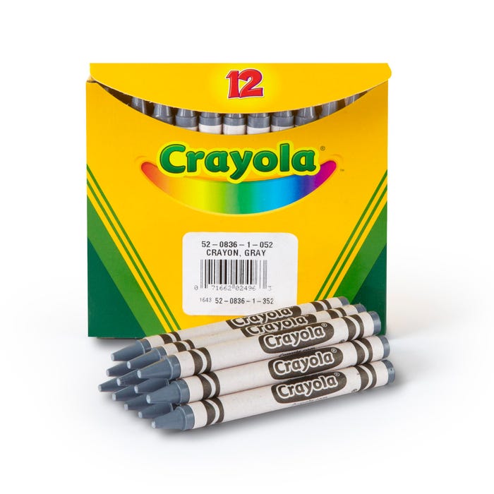 Crayola Bulk Crayons, Standard Size, Gray, Pack of 12