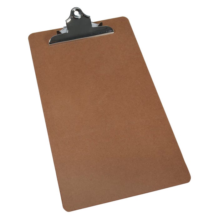 School Smart Legal Clipboard, 9 x 15-1/2 x 1/8 Inches, Hardboard, Brown, Bright Nickel