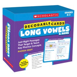 Scholastic Cards Decodable Long Vowels, Grades K-2, Item Number 2098728