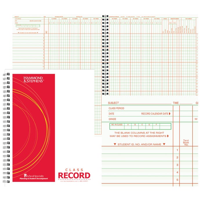 Hammond And Stephens 8 Subject 35 Students 9/10 Week Class Record Book, 9-1/4 x 12-1/4 Inches, PolyIce Cover