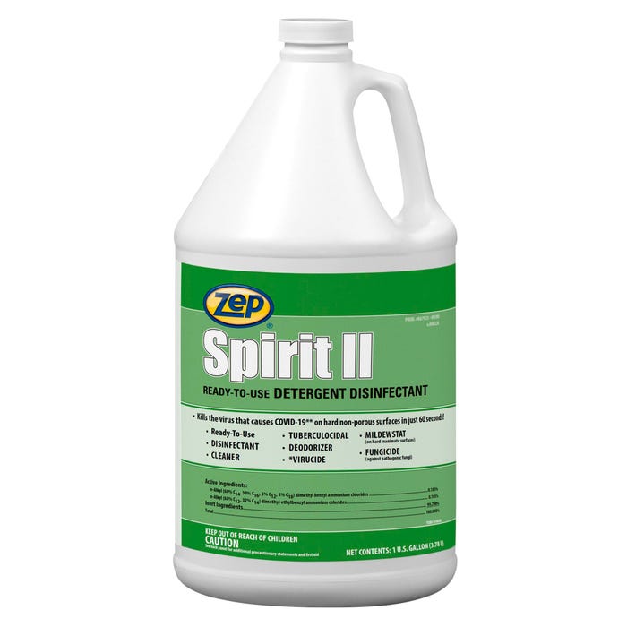 Zep Spirit II Detergent Disinfectant, Ready-To-Use Liquid, 128 Fluid Ounces