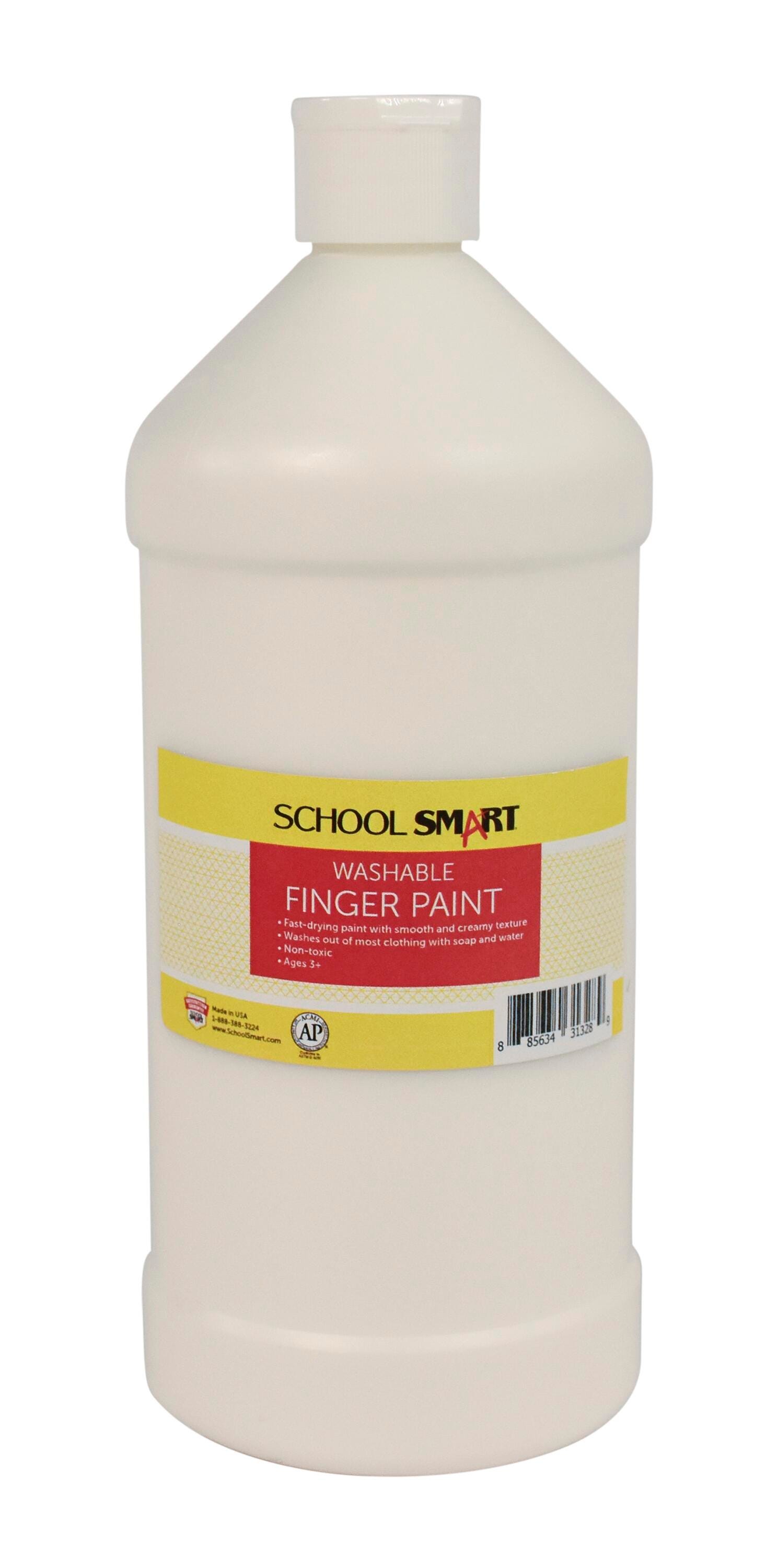 School Smart Washable Finger Paint, White, 1 Quart Bottle 2002422