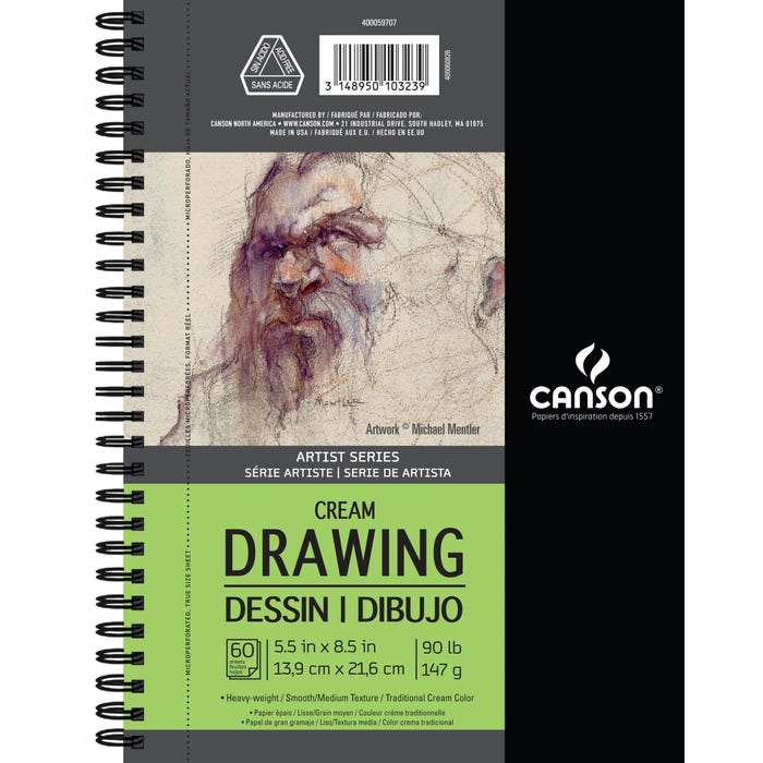 Canson Artist Series Drawing Pad, 5-1/2 x 8-1/2 Inches, 90 lb, 60 Sheets