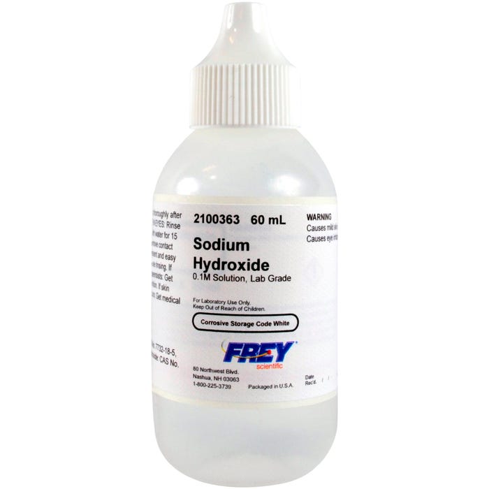 Frey Scientific Sodium Hydroxide, 0.1M Solution, Lab Grade, 60mL