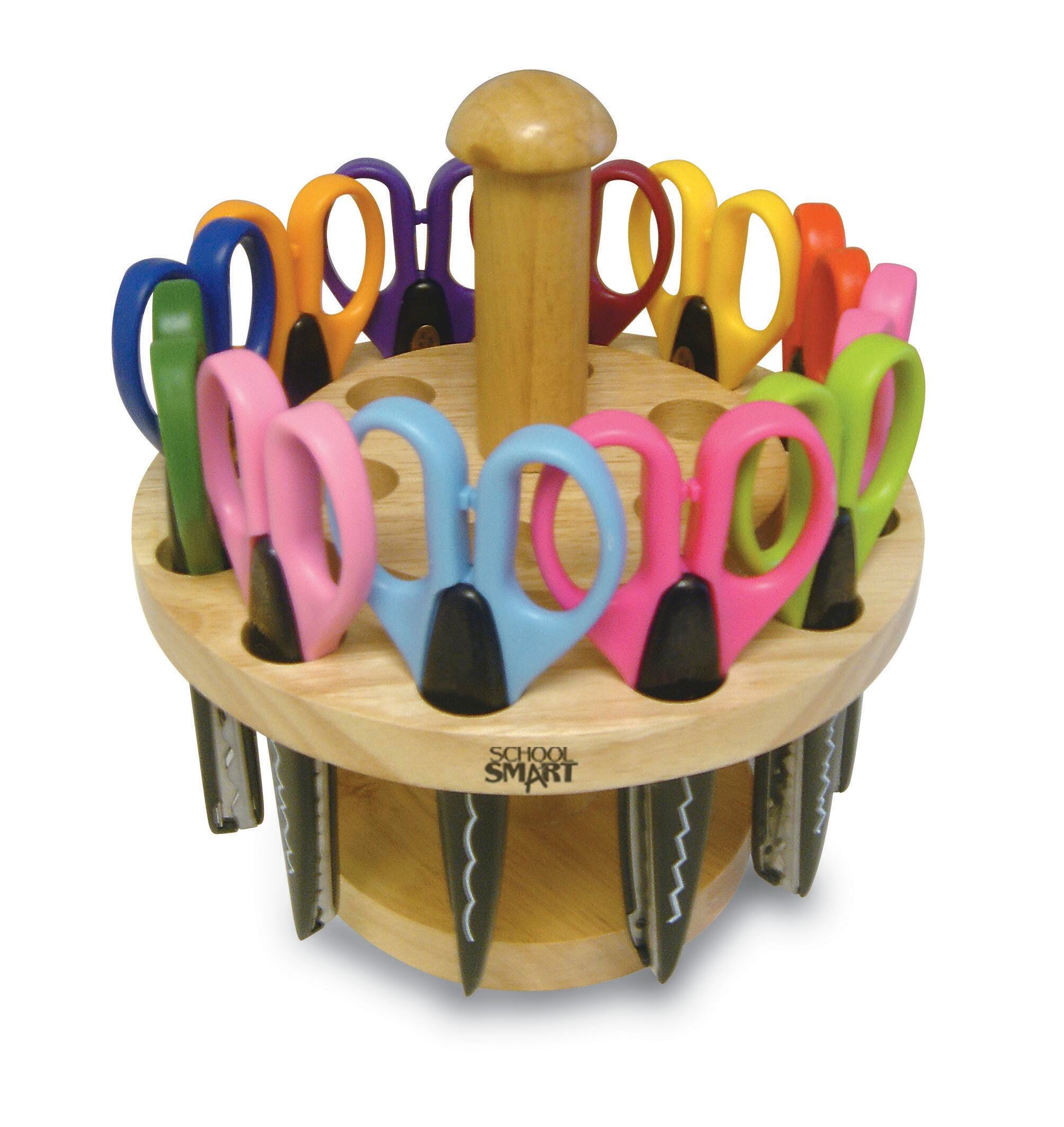 School Smart Paper Edger Scissor Set with Stand, Assorted Designs, Pack of 24 085009