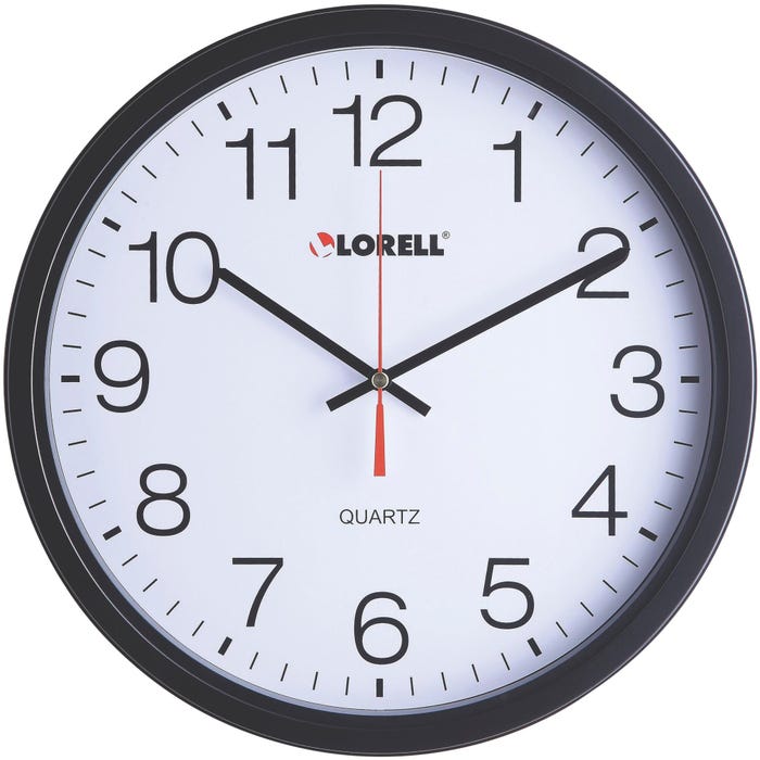 Lorell Slimline Wall Clock, Quartz, 12-1/2 Inches, Black