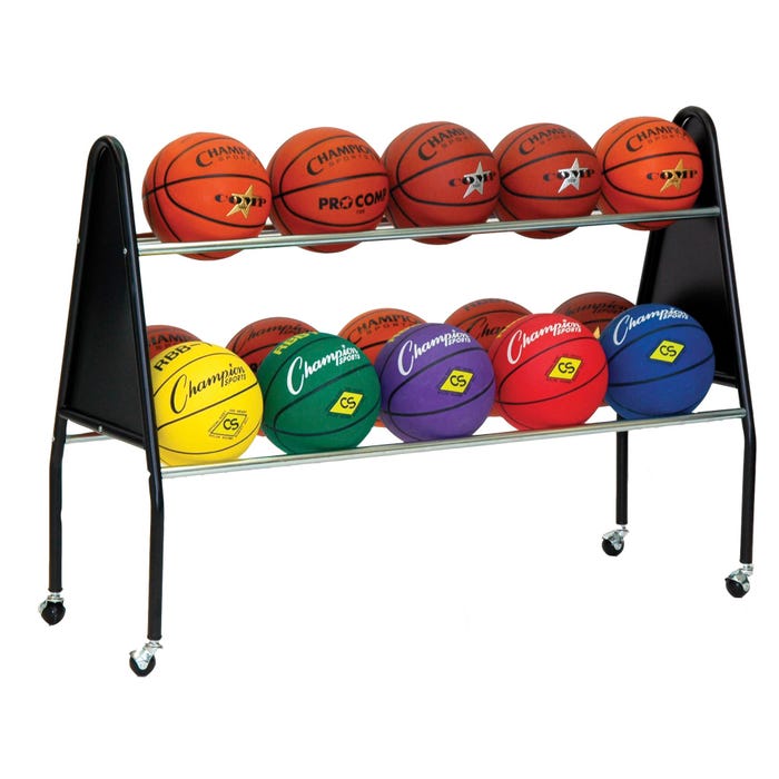 Champion Sports Heavy Duty Ball Cart, 51 x 18 x 38 Inches, Black