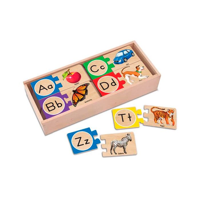 Melissa & Doug Self-Correcting Letter Puzzles, 52 Pieces with Storage Box